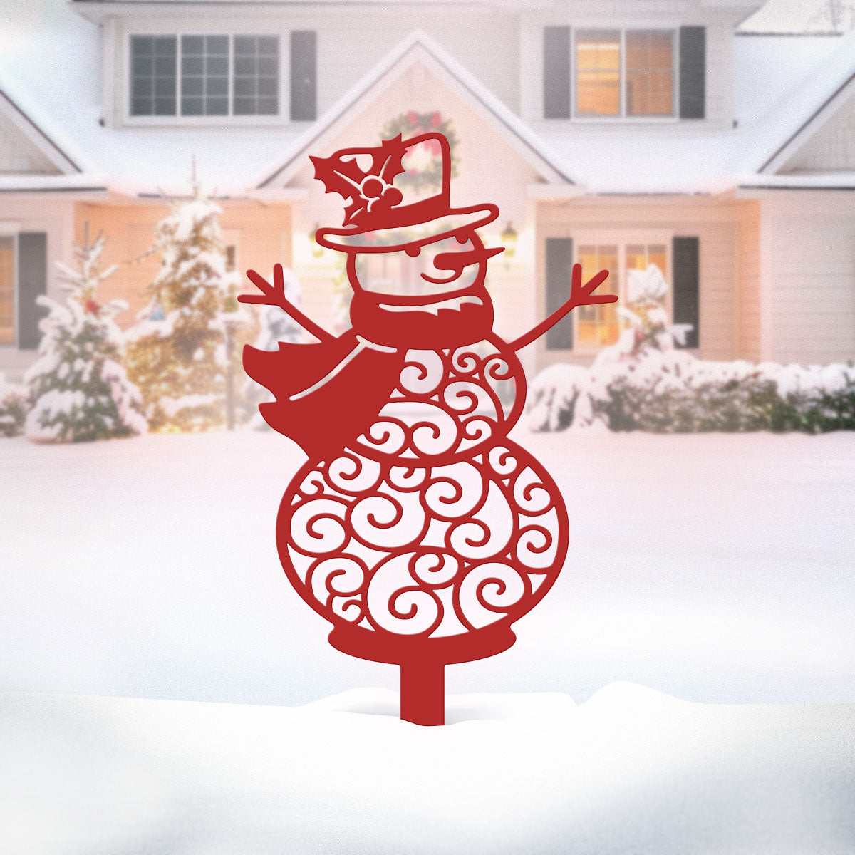 Happy Snowman Christmas Tree Garden Stake Set - RealSteel Center