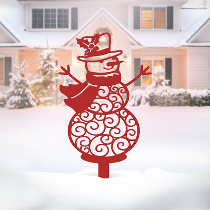 Happy Snowman Christmas Tree Garden Stake Set - RealSteel Center