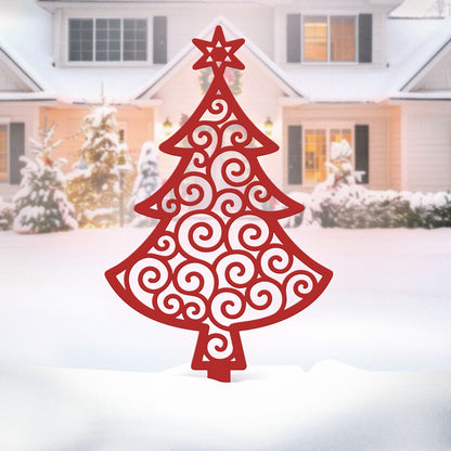 Happy Snowman Christmas Tree Garden Stake Set - RealSteel Center