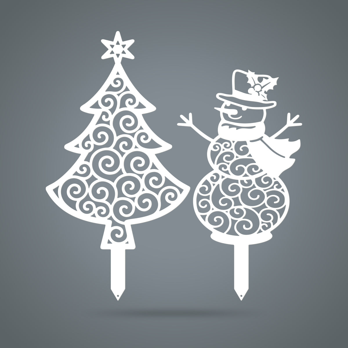 Happy Snowman Christmas Tree Garden Stake Set ASSORTED / White - RealSteel Center