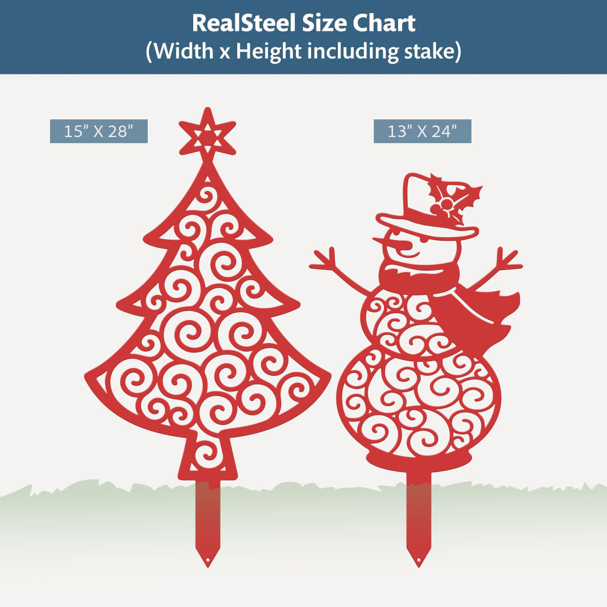 Happy Snowman Christmas Tree Garden Stake Set - RealSteel Center