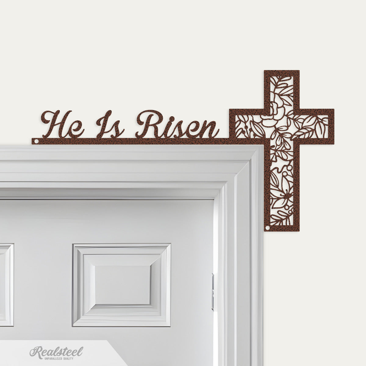 He Is Risen Easter Door Corner Decor 7"x13" / Black - RealSteel Center