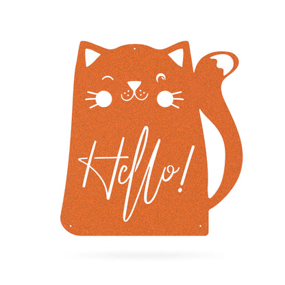 Hello Cat Wall Art 18" / Rust - RealSteel Center