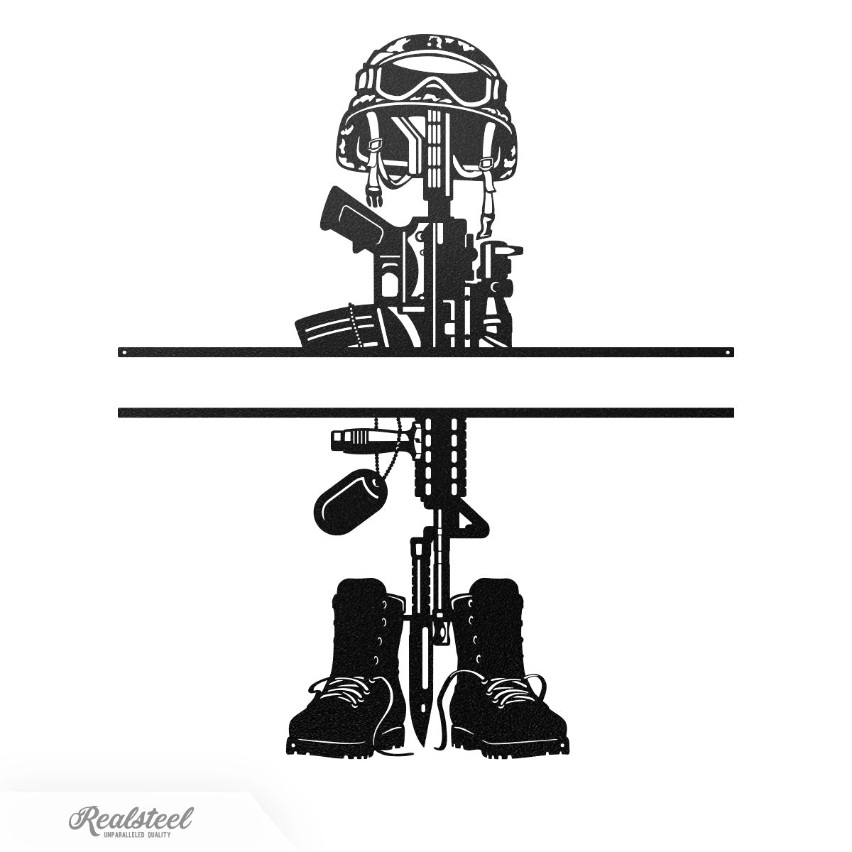 Fallen Soldier Battlefield Cross Monogram 18" / Black - RealSteel Center