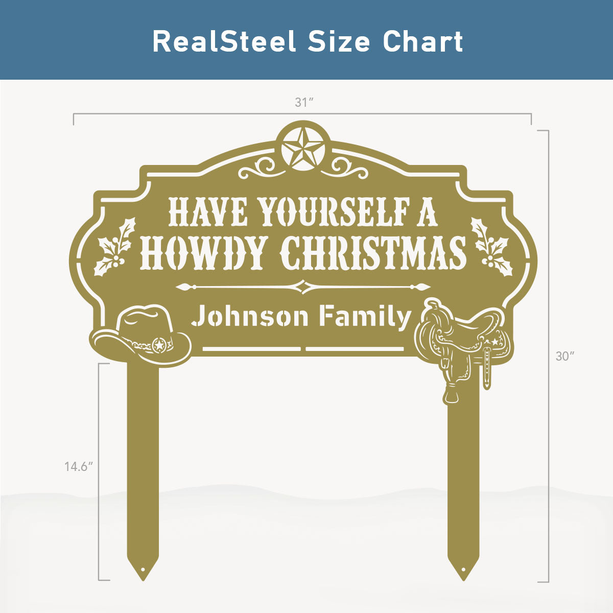 Howdy Christmas Yard Stake Monogram