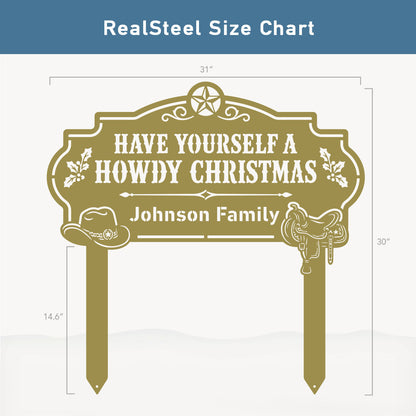 Howdy Christmas Yard Stake Monogram