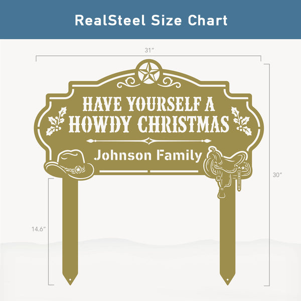 Howdy Christmas Yard Stake Monogram - RealSteel Center