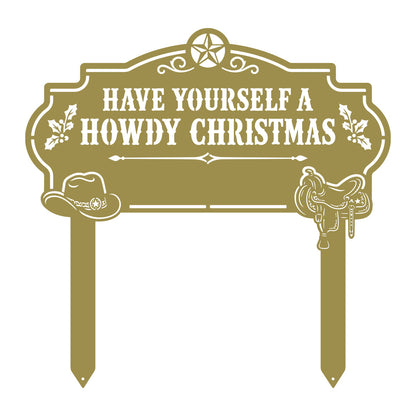 Howdy Christmas Yard Stake Monogram