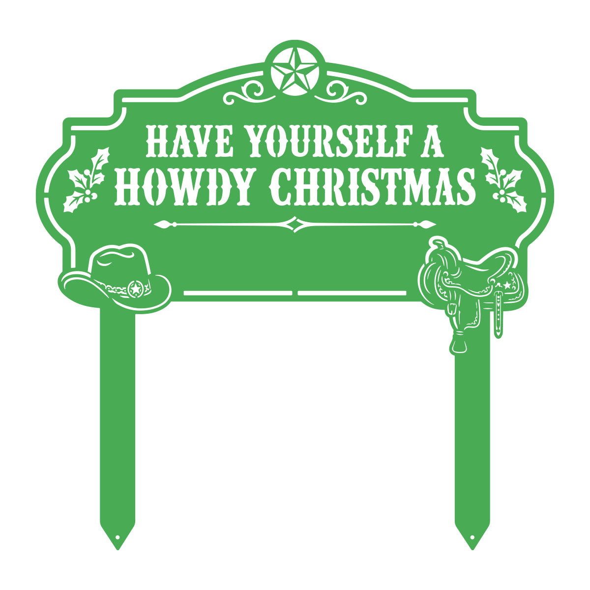 Howdy Christmas Yard Stake Monogram