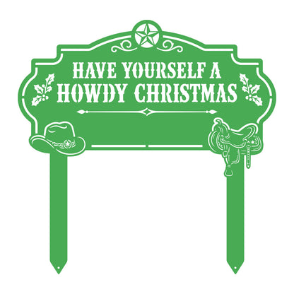 Howdy Christmas Yard Stake Monogram