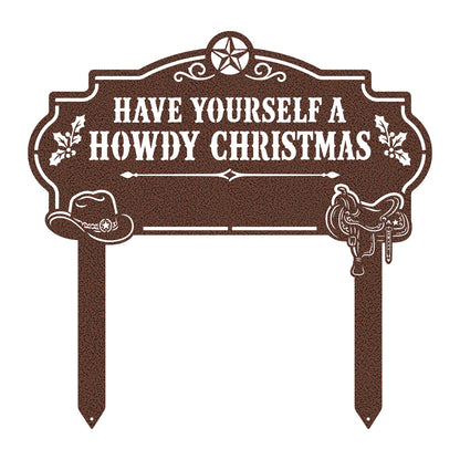 Howdy Christmas Yard Stake Monogram