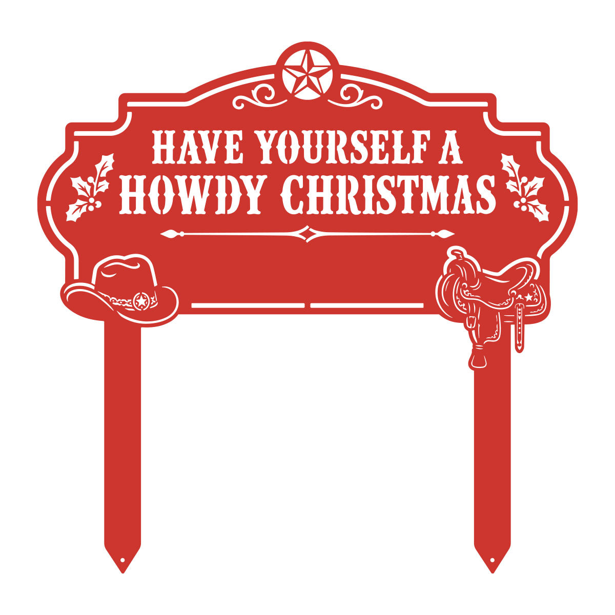 Howdy Christmas Yard Stake Monogram