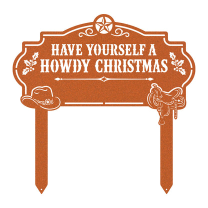 Howdy Christmas Yard Stake Monogram