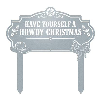 Howdy Christmas Yard Stake Monogram