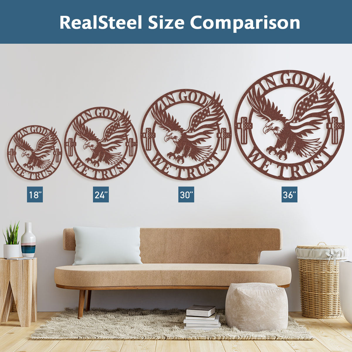 In God We Trust American Flag Eagle Metal Sign - RealSteel Center