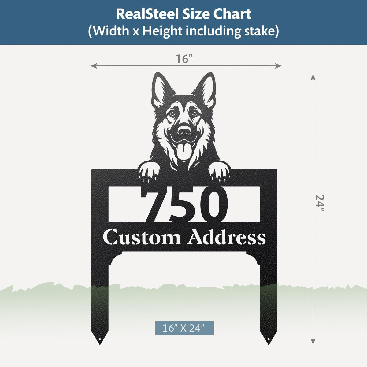 Lawn Address Dog Monogram Yard Stake - RealSteel Center