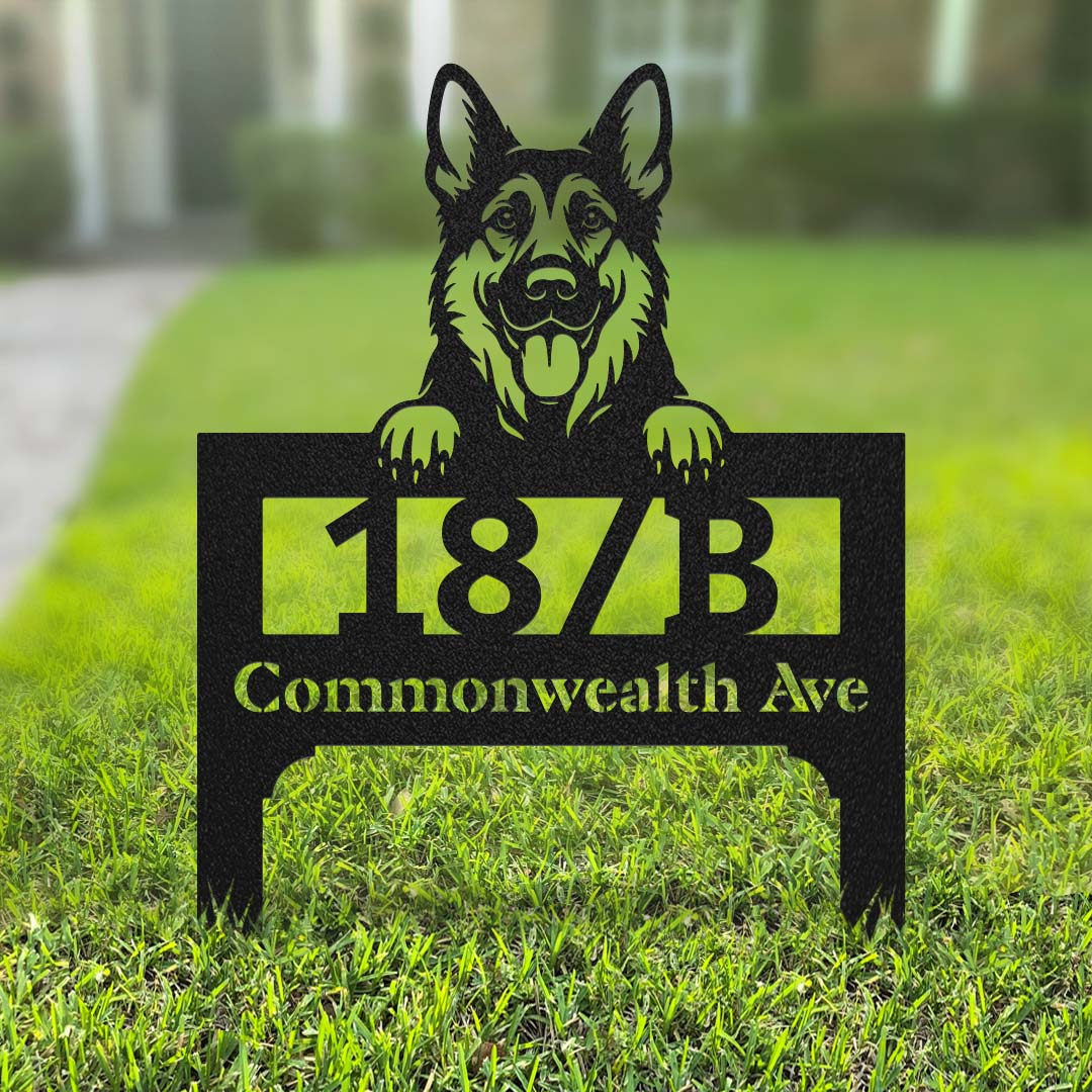 Lawn Address Dog Monogram Yard Stake - RealSteel Center