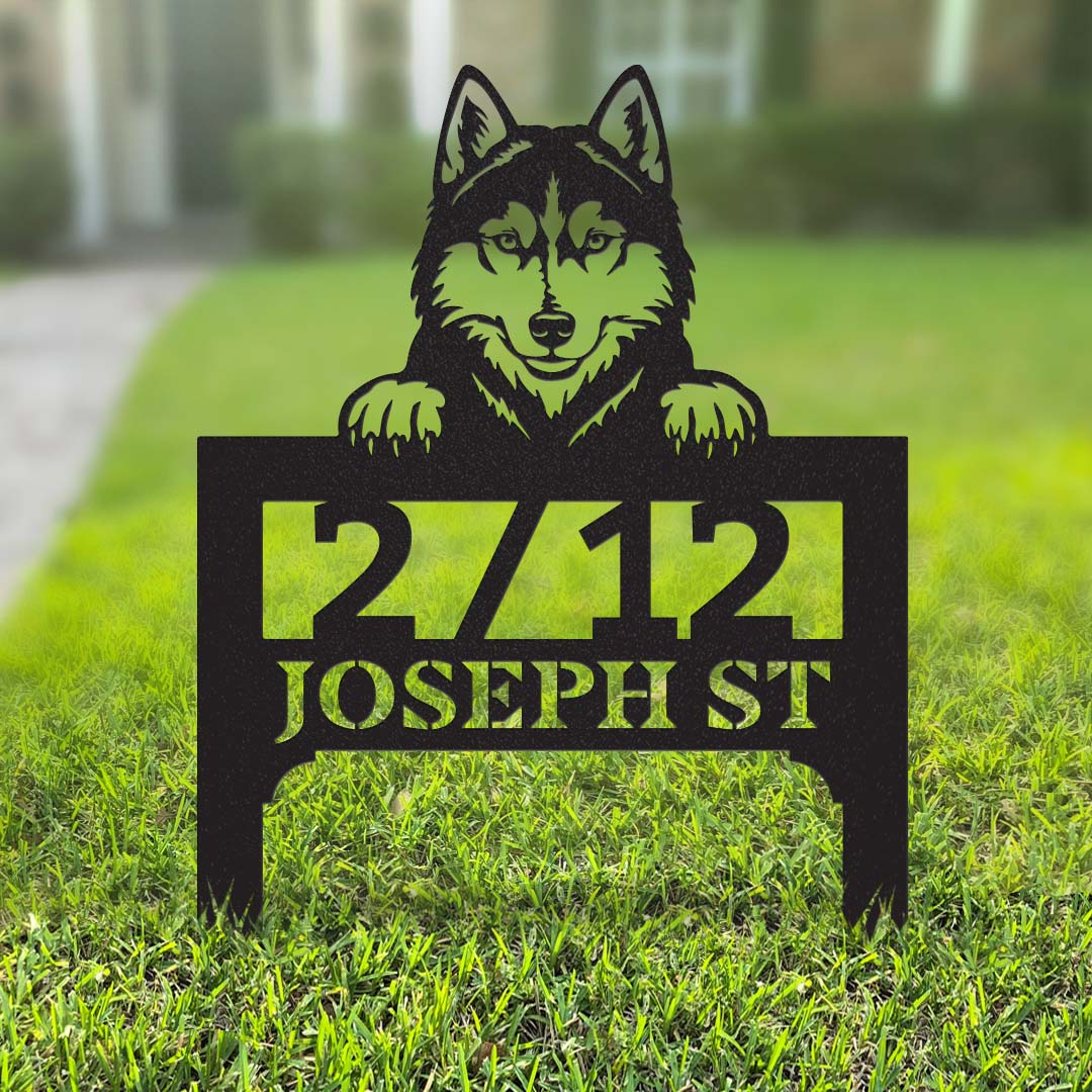 Lawn Address Dog Monogram Yard Stake - RealSteel Center