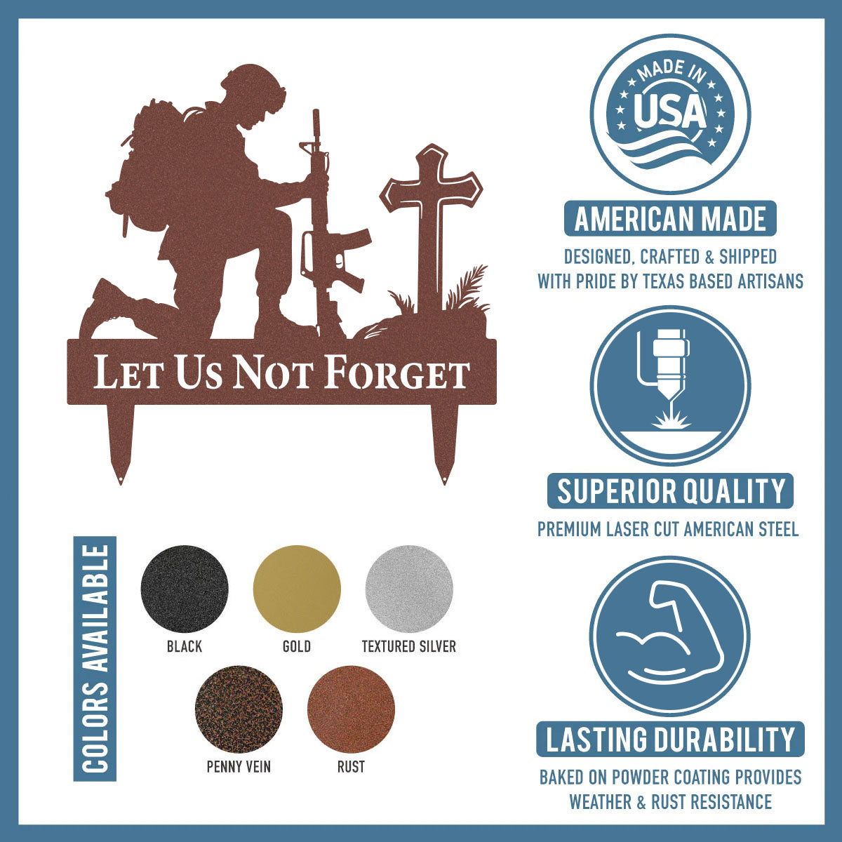Let Us Not Forget Memorial Metal Stake - RealSteel Center