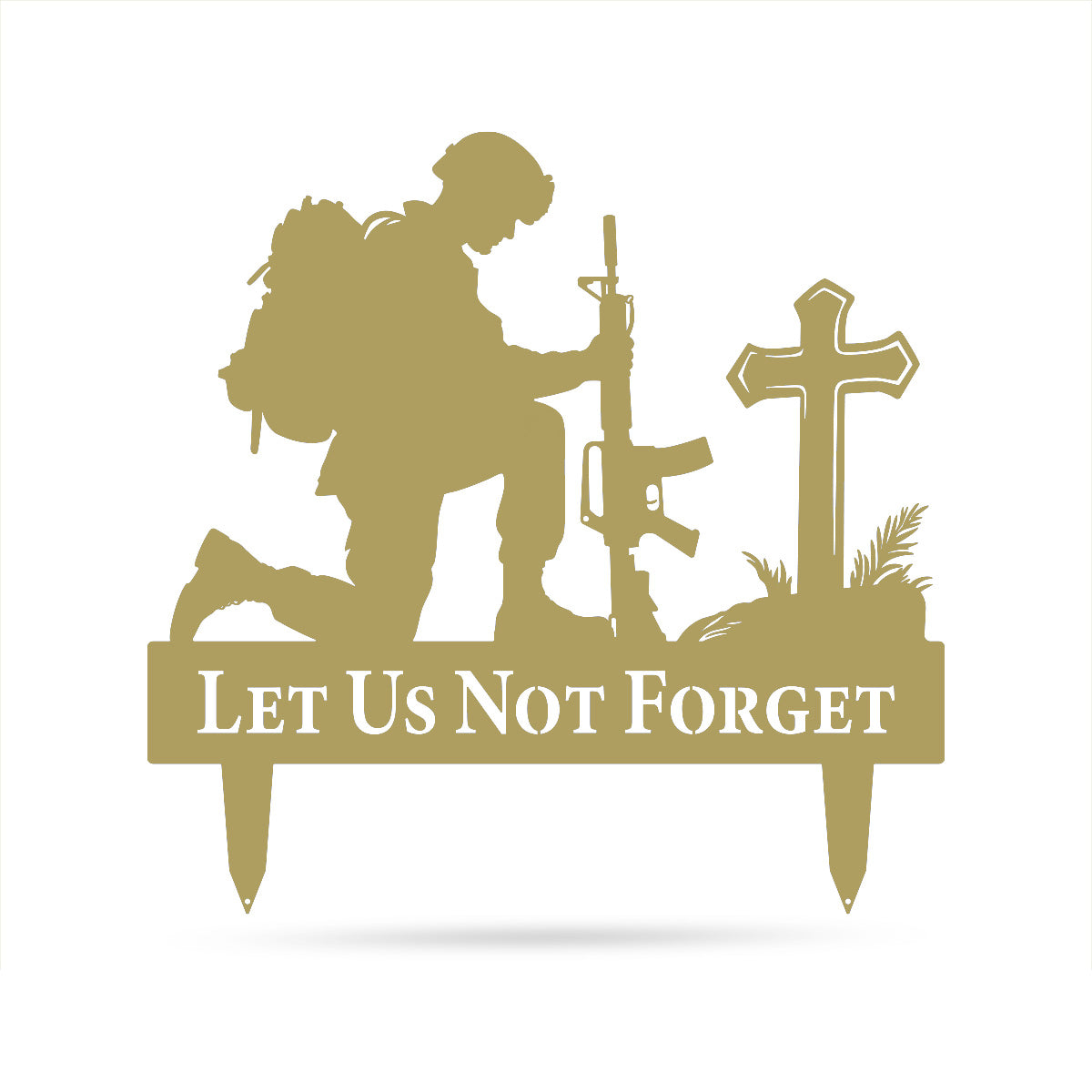 Let Us Not Forget Memorial Metal Stake 24" / Gold - RealSteel Center