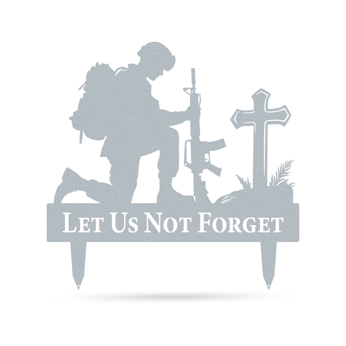 Let Us Not Forget Memorial Metal Stake 24" / Textured Silver - RealSteel Center