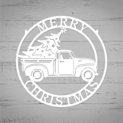 Truck Hauling Christmas Tree 14" / White - RealSteel Center