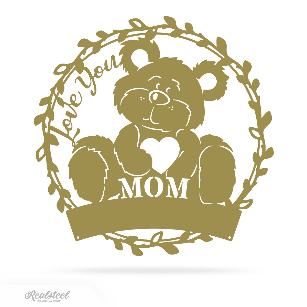 Love You Mom Monogram 18" / Gold - RealSteel Center