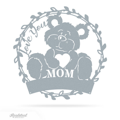 Love You Mom Monogram 18" / Textured Silver - RealSteel Center