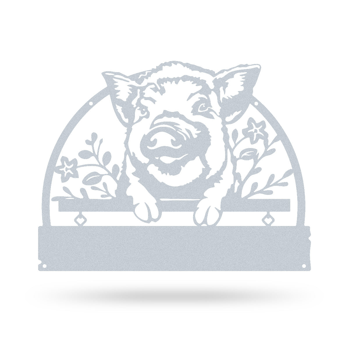 Lovely Piglet Monogram – Personalized Farm & Garden Metal Sign 11" x 14" / Textured Silver - RealSteel Center