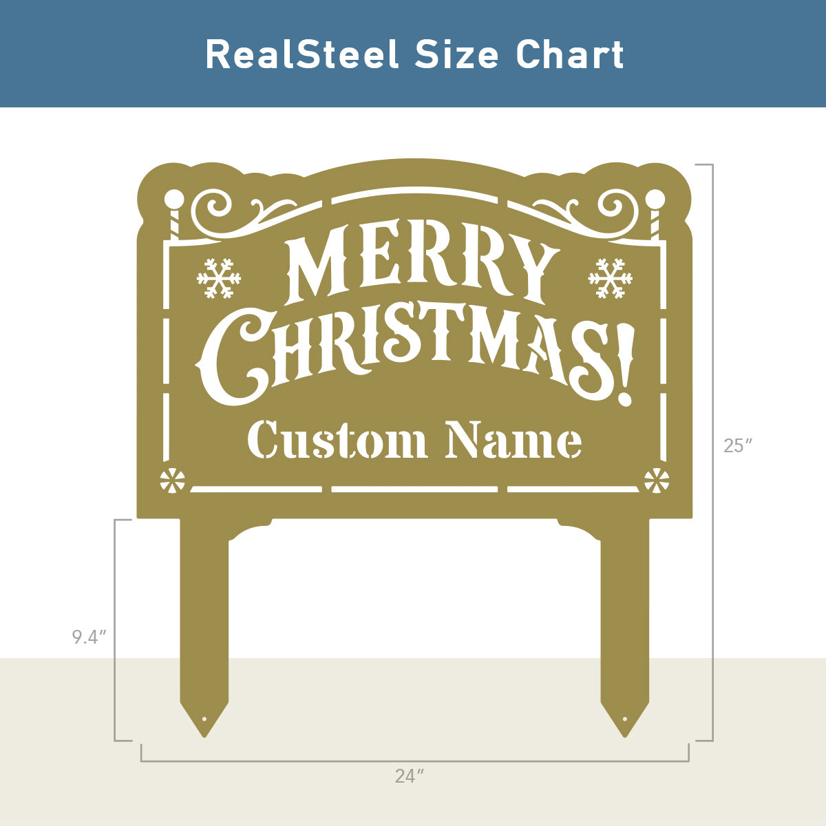 Merry Christmas Monogram Garden Sign - RealSteel Center