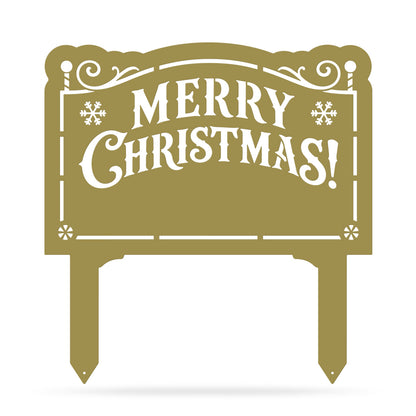 Merry Christmas Monogram Garden Sign Gold - RealSteel Center