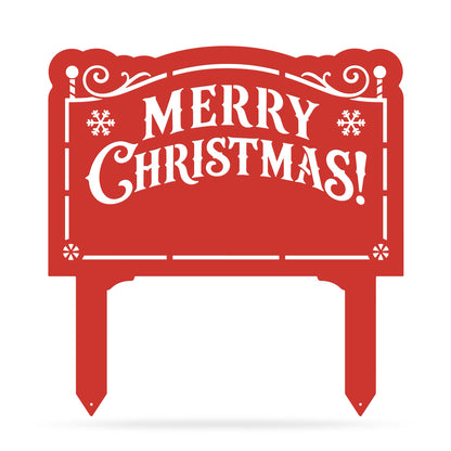Merry Christmas Monogram Garden Sign Red - RealSteel Center
