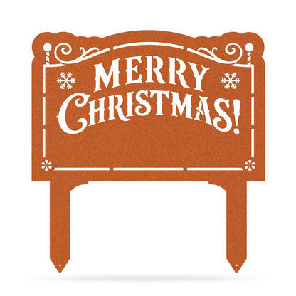 Merry Christmas Monogram Garden Sign Rust - RealSteel Center