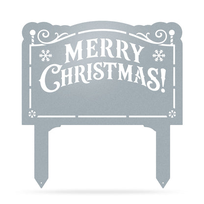 Merry Christmas Monogram Garden Sign Textured Silver - RealSteel Center