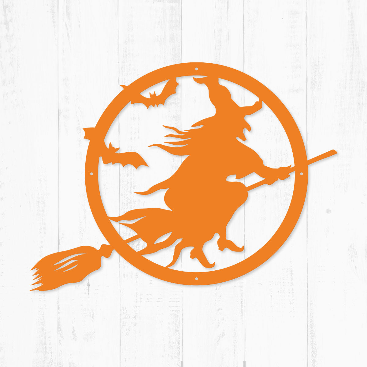 Halloween Witch Riding Broom 12"x9" / Orange - RealSteel Center