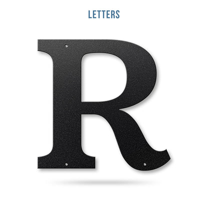 Metal House Numbers and Letters (12") – Individual Address Symbols and Characters for Home or Business 12" / R / Black - RealSteel Center
