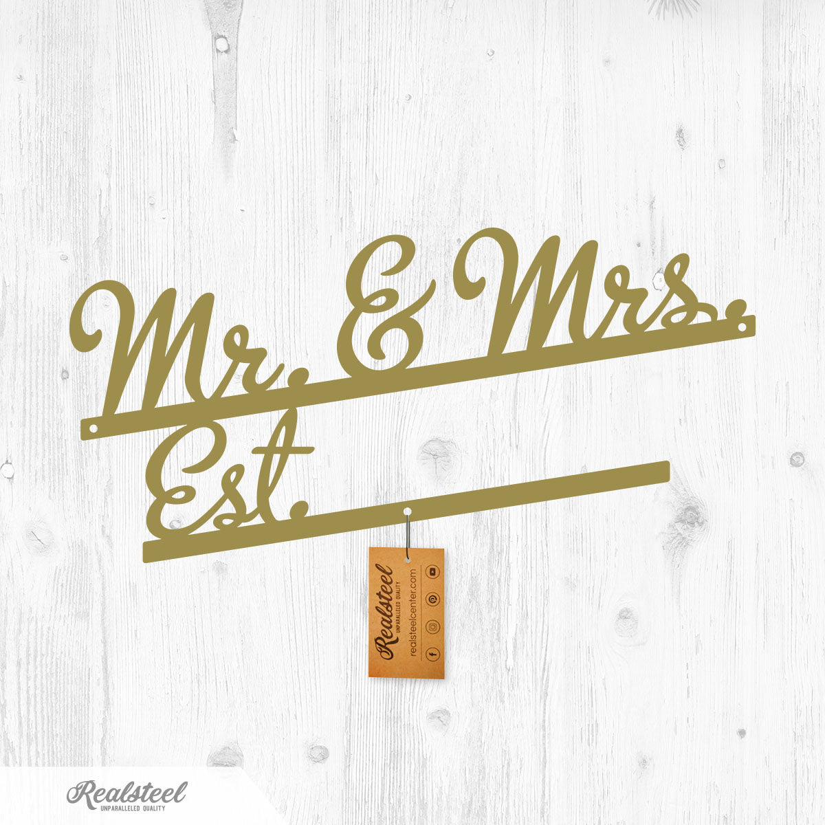 Mr & Mrs Wall Art Monogram Gold - RealSteel Center