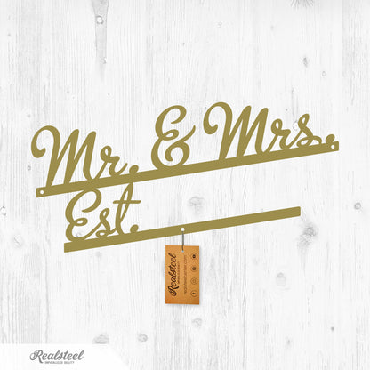 Mr & Mrs Wall Art Monogram Gold - RealSteel Center