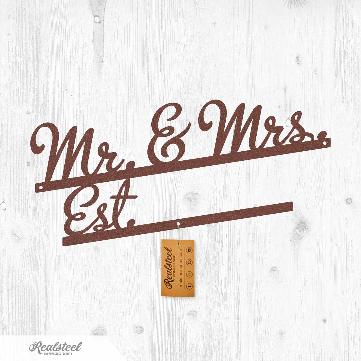 Mr & Mrs Wall Art Monogram Rust - RealSteel Center