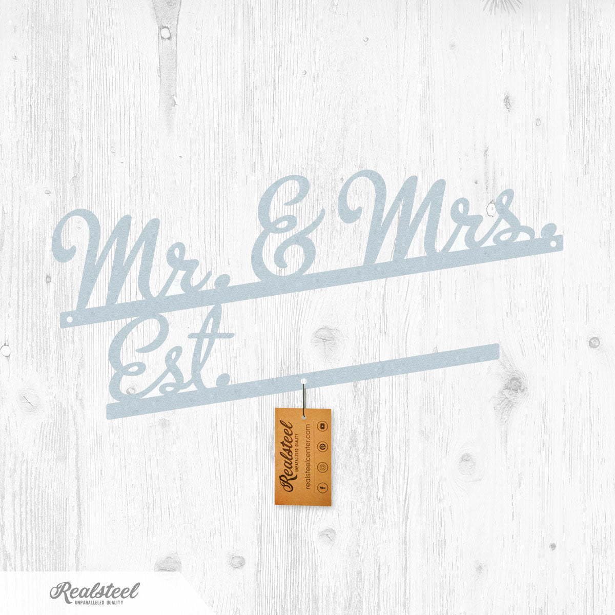 Mr & Mrs Wall Art Monogram Textured Silver - RealSteel Center
