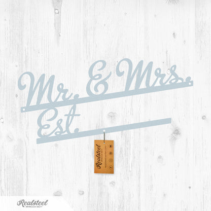 Mr & Mrs Wall Art Monogram Textured Silver - RealSteel Center