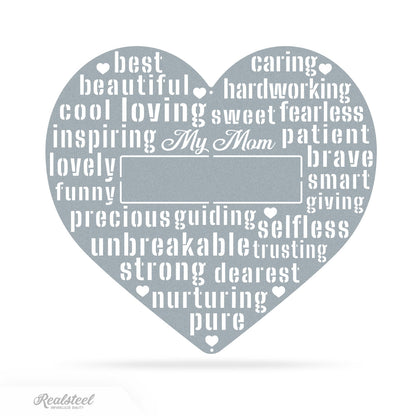 My Mom Monogram 18" / Textured Silver - RealSteel Center