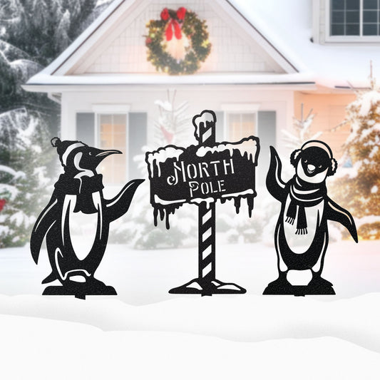 Garden Art - North Pole Critters Set Set 1 - Penguins / Black - RealSteel Center