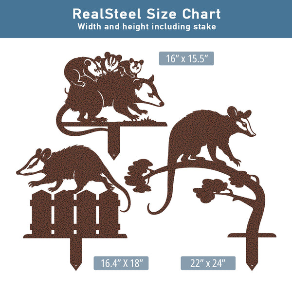 Garden Art - Opossums Garden Stake Set Penny Vein - RealSteel Center