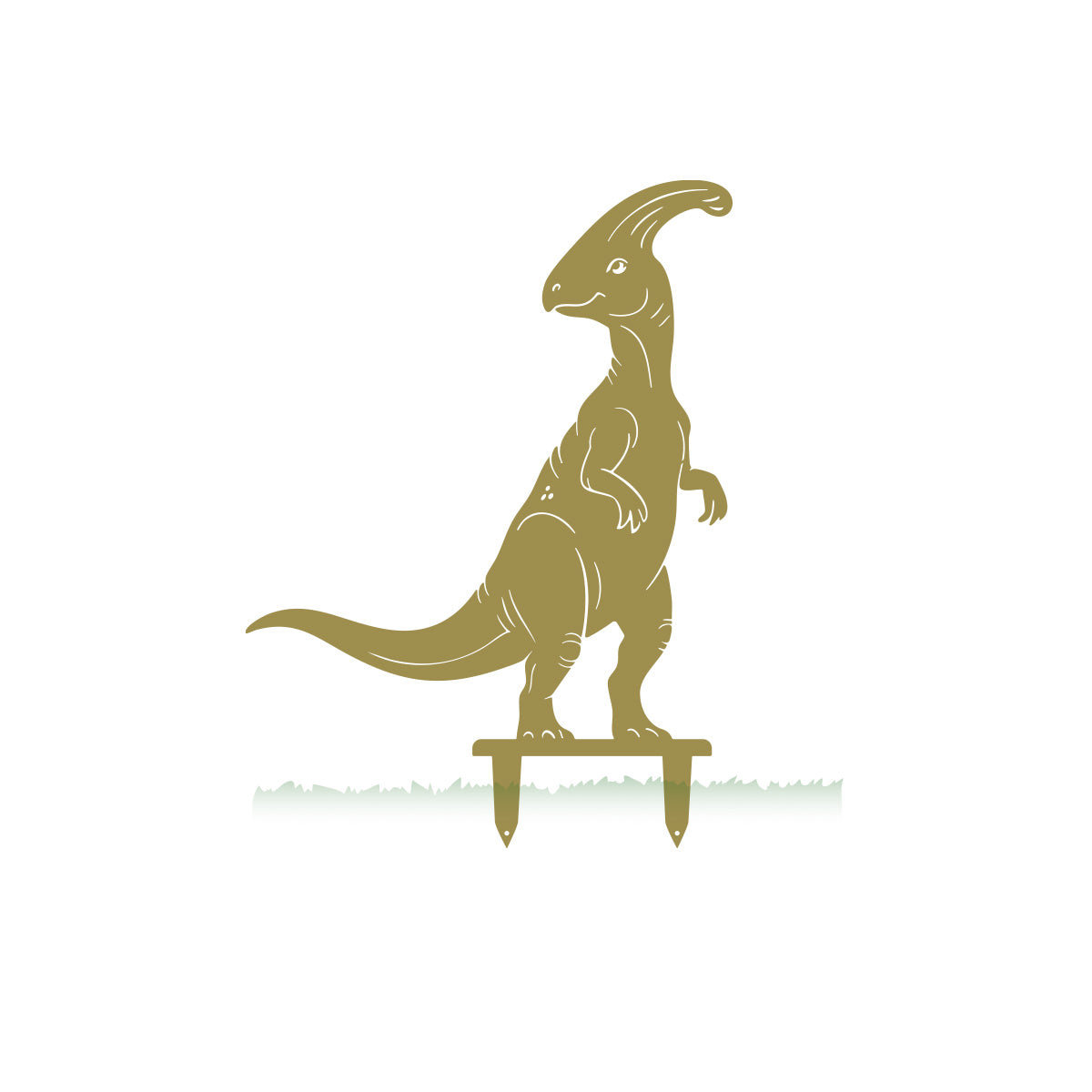 Dinosaur Garden Yard Stakes Parasaurolophus – 18.5" x 25.4" / Gold - RealSteel Center