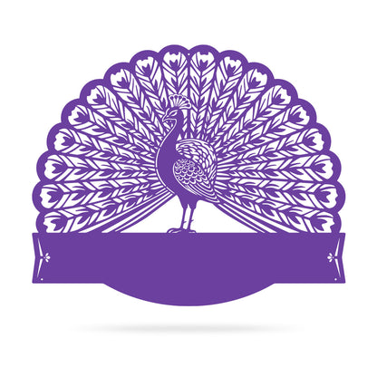 Peacock Address Monogram 15"x18" / Purple - RealSteel Center