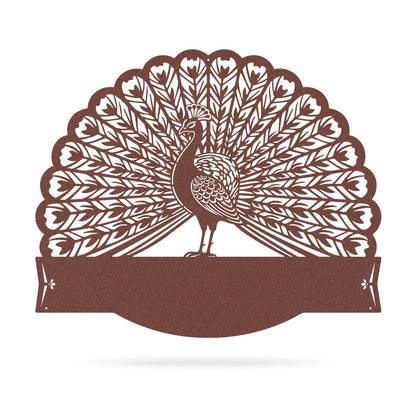 Peacock Address Monogram 15"x18" / Rust - RealSteel Center