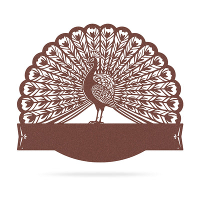 Peacock Address Monogram 15"x18" / Rust - RealSteel Center