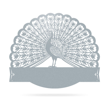 Peacock Address Monogram 15"x18" / Textured Silver - RealSteel Center