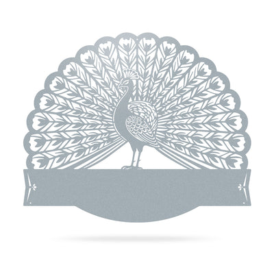Peacock Address Monogram 15"x18" / Textured Silver - RealSteel Center